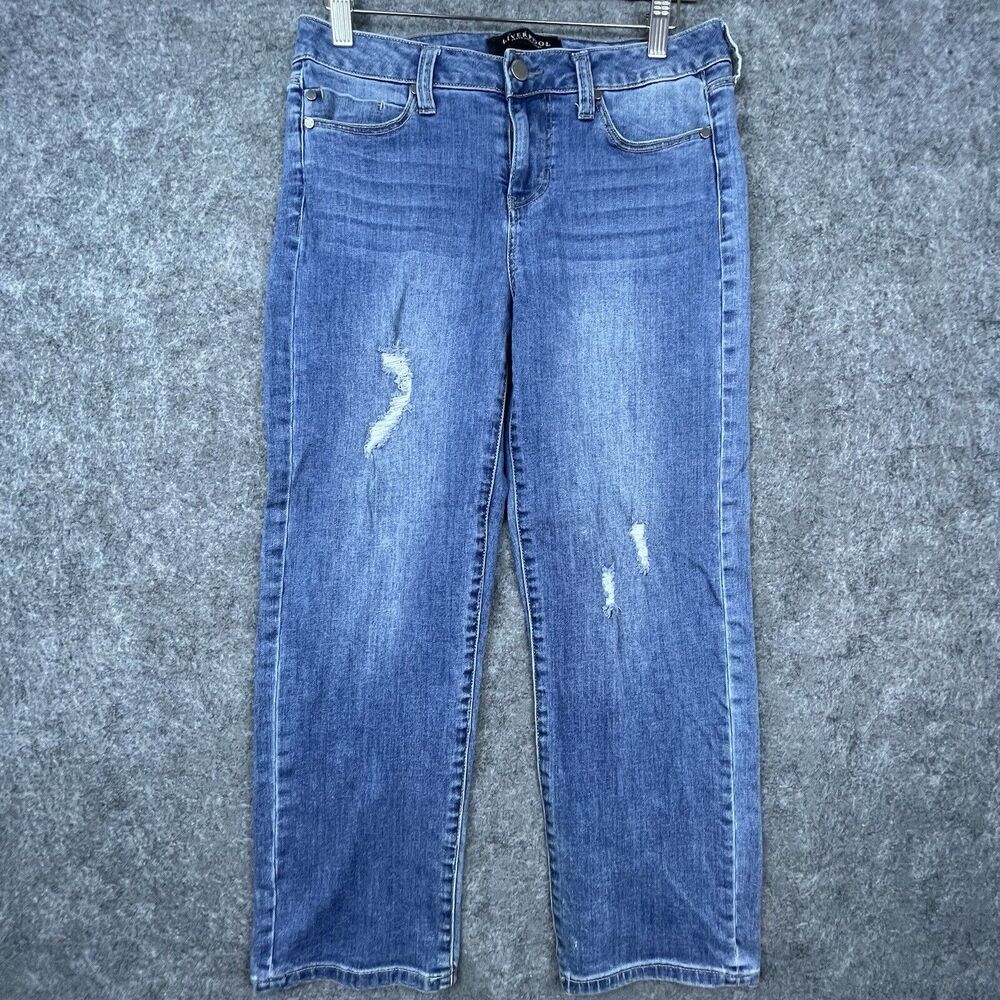 Liverpool Jeans Womens 6‎ / 28 Capri Melbourne Light Distressed Stretch